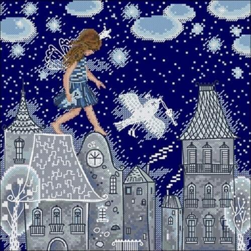 Fairy girl living on the roof Counted Cross Stitch 11CT 14CT DIY Cross Stitch Kits Embroidery Needlework Sets home decor