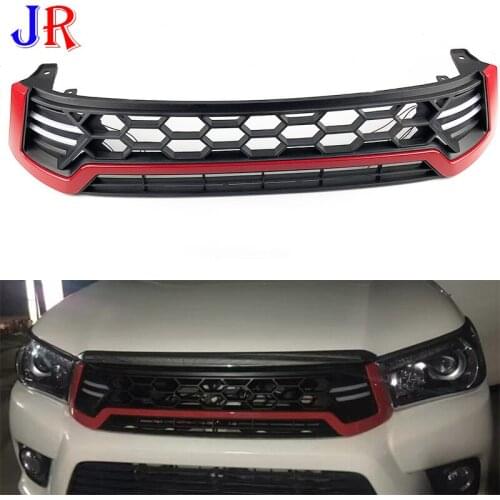High-quality direct sales For Hilux Revo 2015 2016 2017 Front racing Grille Mesh With Light Grille Cover ABS Front Grille