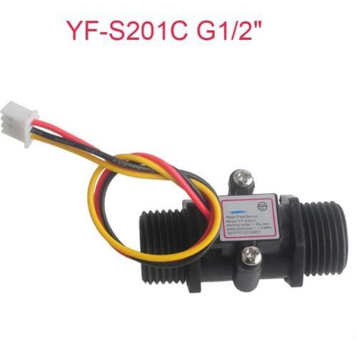 YF-S201C G1/2" Water Flow Sensor Meter Liquid Fluid Hall Sensor Milk Coffee Flowmeter Counter 1-30L/min Black
