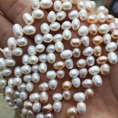 Wholesale AA Natural White Pink Leaf Shape Pearl For Jewelry Making DIY Women Necklace Earring Bracelet 6-7mm about 84-85pcs