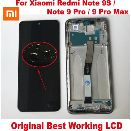 6.67" Original For Xiaomi Redmi Note 9S LCD Display Touch Screen Digitizer Assembly With Frame For Redmi Note 9 Pro / 9Pro Max