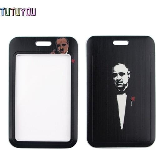 1pcs PC2875 Figure God Father Black Lanyards Id Badge Holder Keychain ID Card Pass Gym Mobile Badge Holder Lanyard Key Holder