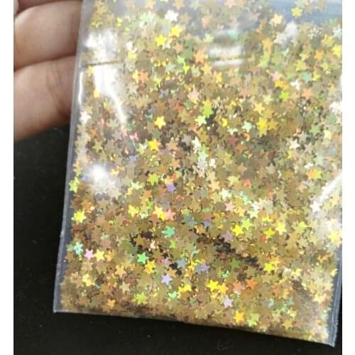 10g/ 3mm 5-stars shape holographic nail art glitter for nail gel, nail acrylic,Galaxy 3mm Stars Nail Art Glitters Sequins