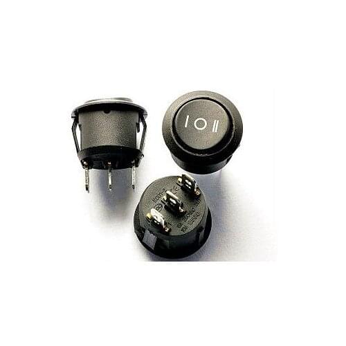 10PCS/LOT Kcd1-105 Open 20MM ship type switch 3 pin 3 gear black warped plate power switch round ship type