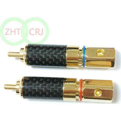 10PCS Copper Gold Plated RCA Connector Audiophile Plug Solder DIY connector