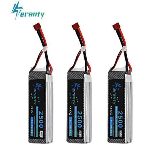3S 11.1v 2500mAh 35C LiPo Battery For RC Quadcopter Spare Parts 11.1v Rechargeable Lipo Battery for RC Car Robots Boat toy 3pcs