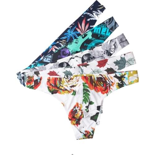 4pcs Mens Sexy Printed Gay Underwear Men Thong and G String Homme Jockstrap Mens Briefs Underpants Man Male Pouch Panties 00815