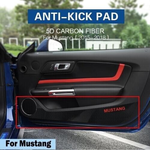 2pcs/set Ford Mustang 2015-2018 Year Car Styling Car Door Carbon Fiber Protection Film Sticker Decal Accessories Anti-kick Pads
