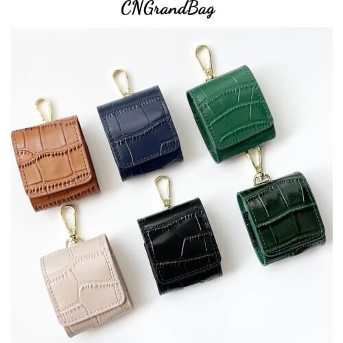 Free Customized Letters Crocodile Leather Blueteeth Earphone Pouch Leather Sleeve Bag for Airpods 1/2 pro 4