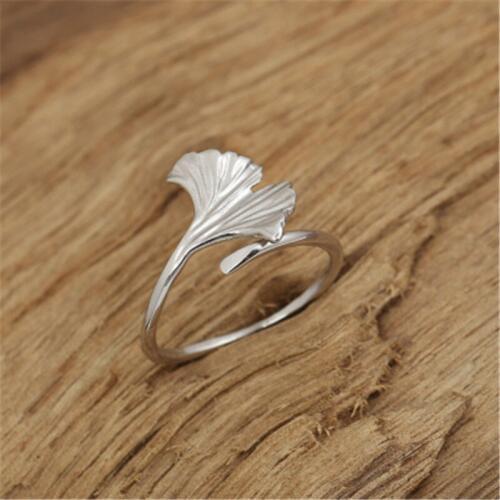 BESTLYBUY 925 Sterling-silver-jewelry Ginkgo Leaves Rings For Women High Quality Fashion Lady Accessories Bague Femme