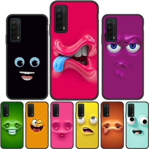 P Smart 2019 2021 Case 3D Funny Face Soft Cover For Huawei P20 P30 P40 Lite P10 Pro Y7 Y6 Prime Y5 2019 Mate 20 Nova 3E Coque