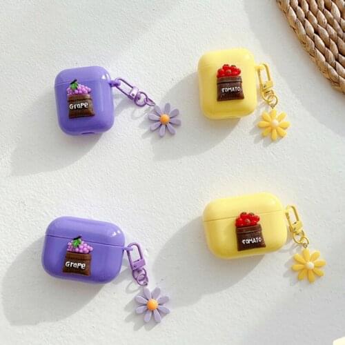 Cute INS 3D Tomato Cartoon Grape Earphone Case for Apple AirPods1 / 2 Pro3 Earbuds Soft Cover Wireless Bluetooth Headset Box