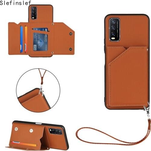 Lanyard Funda Flip Case for Vivo Y20 Y17 Y15 Y12 Y11 Y3 U10 Case Skin Feel PU Leather Card Slot Coque Phone Case for Vivo Y20