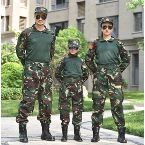 2pcs Children Teenager Boys Girls Special Forces Camouflage Military Uniform Training Tactical Costumes Desert Combat Army Suit