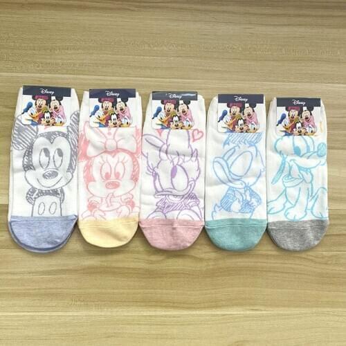 Disney 1pair girl socks cartoon sketch socks Mickey Minnie cute cotton socks cartoon print avatar cotton socks