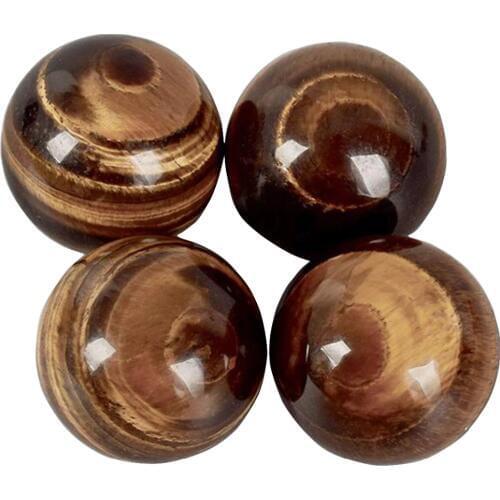 Feng Shui Natural Tiger Eye Hand Ornaments Elderly Health Solid Fitness Ball W3451