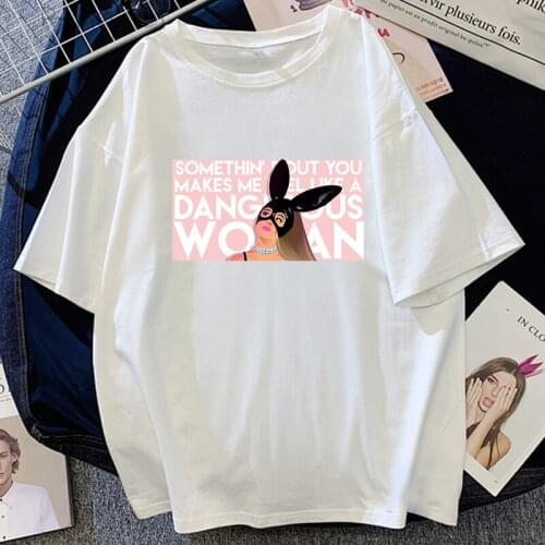 Ariana Grande Printed T Shirt Women 2021 Summer Vintage Oversized Short-sleev Tops Casual Fashion Breathable Streetwear Tee