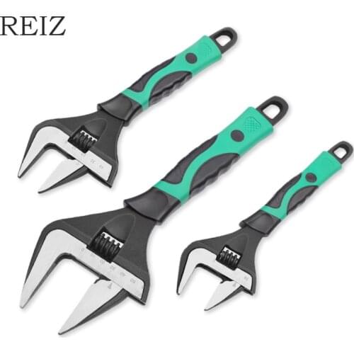 REIZ 6"/8"/10"/12" Universal Wrench Adjustable Spanner Large Opening Clamp Nuts Driver Household Plumbing Repair Hand Tools