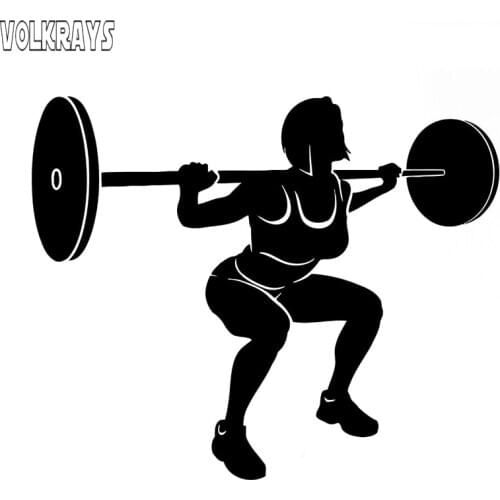 Volkrays Interesting Car Sticker Fitness Sports Weightlifting Accessories Waterproof Vinyl Decal Black/Silver for Jeep,12cm*15cm