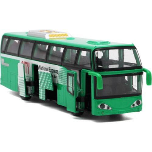 Alloy passenger bus model sound and light back five-door bus creative decoration toy model childrens birthday gift