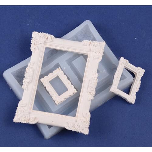 Classic Retro Photo Frame DIY Fondant Cake Biscuit Clay Epoxy Plaster Decoration Modeling Tool Handmade Silicone Mold