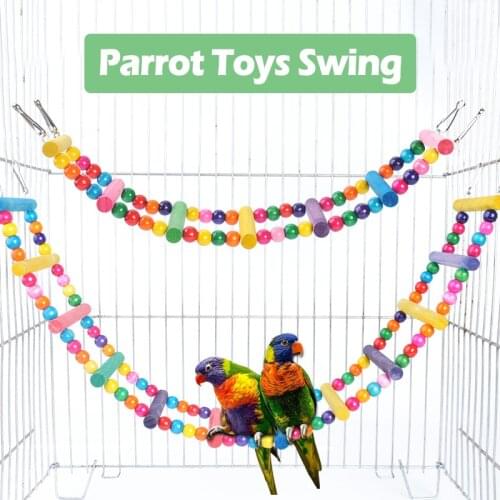 Bird Toy for Parrots Bird Cage Accessories 3-12 Stairs Swing Wood Parrot Toys Birds Accessories Perch Games for Parrots Agaporni