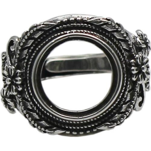 Beadsnice Thai Silver Ring Setting without Stone for 12mm Round Stone Vintage Ring Handmade Accessories 33760