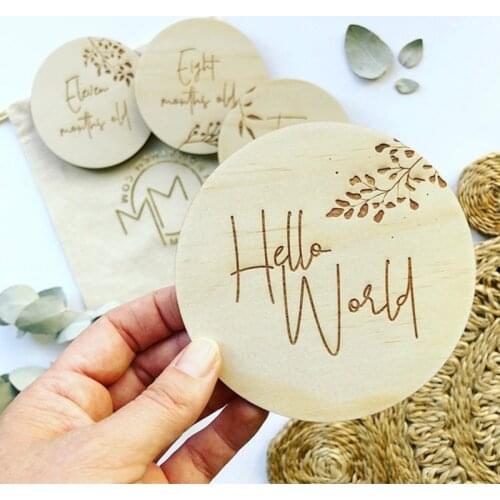 Laser Cut Baby Milestone Cards, custom Botanical wooden birth announcement, baby name sign, Monthly milestones, baby shower gift