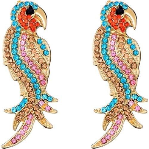 LOVBEAFAS Wedding Earrings For Women Bird Animal Crystal Golden oorbellen Boho Colorful Statement Earrings Kolczyki