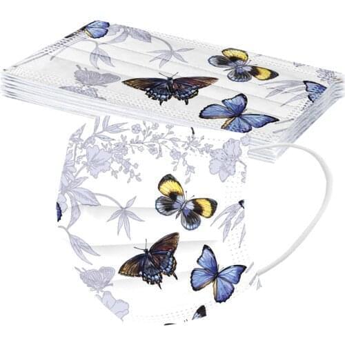 Cosplay 10-50pcs Adult Butterfly Disposable Mask 3 Layer Hygiene Mouth Mask Earloop Personal Masks Mascarillas Halloween Cosplay
