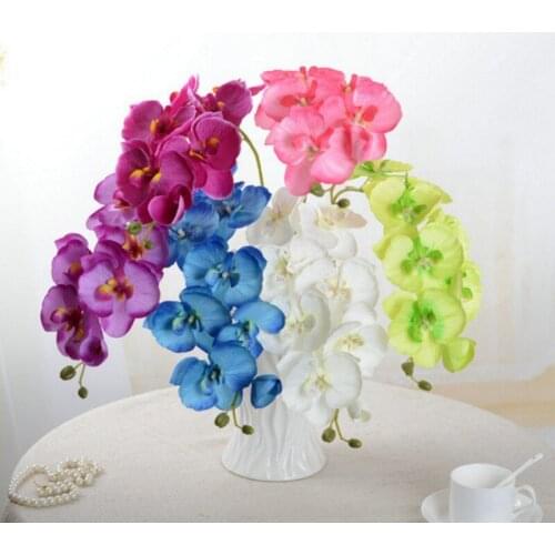 Multicolor Fake Butterfly Orchid Artificial Flowers DIY Silk Flowers Bouquet For Home Bedroom Wedding Phalaenopsis Decorations
