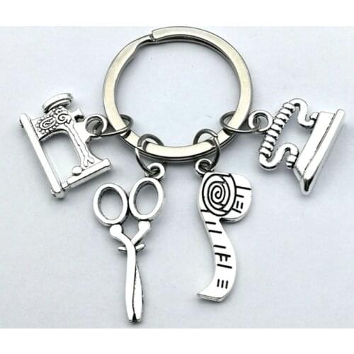 Fashion Jewelry Sewing Machine Keychain, Tailor Keyring, Quilt Sewing Keychain, Handmade Gift