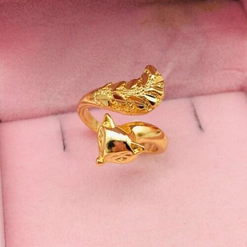 Fashion Pop Jewelry Golden Fox Adjustable Size Womens Ring Girl Party Glamour Accessories Engagement Wedding Ring