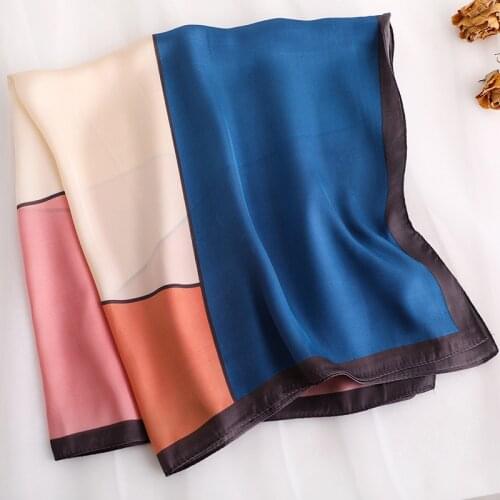 Fashion Silk Square Plaid Scarf Women Satin Neck Hair Tie Band Soft work neckerchife 2020 NEW Hijab Head Female Foulard