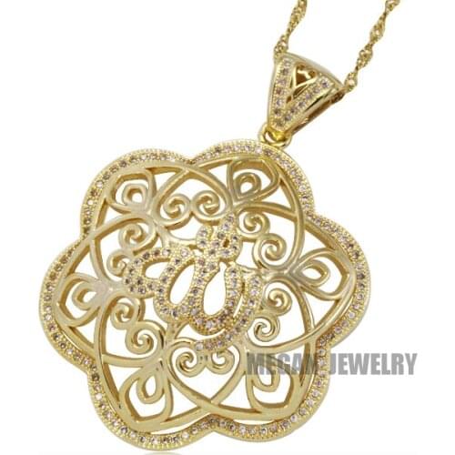Allah muslim copper crystal pendant & necklace for women & men, charm Islam Gift & Jewelry