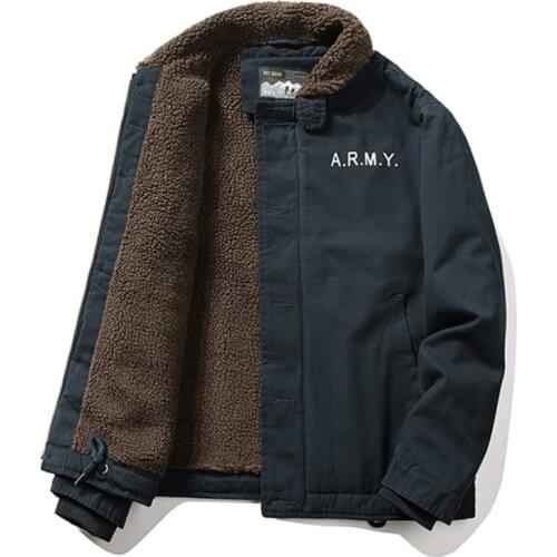 Mens Winter Jacket Thick Fur Collar Men Imitated Lamb Fur Mens Jackets And Coats Fleece Military Bomber Jacket Plus Size 4XL