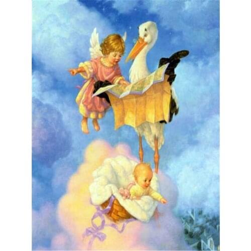 Angel Girl Landscape DIY Embroidery Cross Stitch 11CT Kits Craft Needlework Set Printed Canvas Cotton Thread Dropshipping