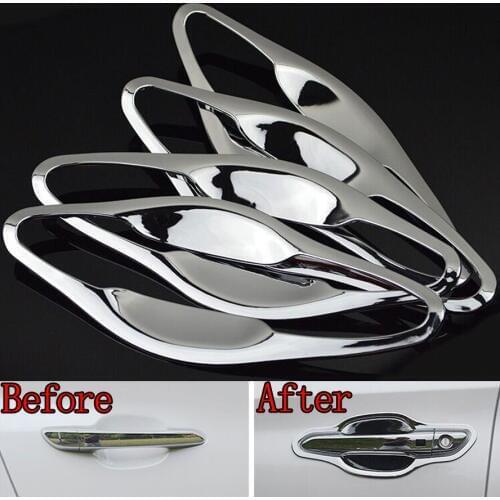 New ABS Chrome Car Exterior Door Handle Cup Bowl Cover Molding Trims Sequined For Tucson 2015 2016 Car Styling Covers