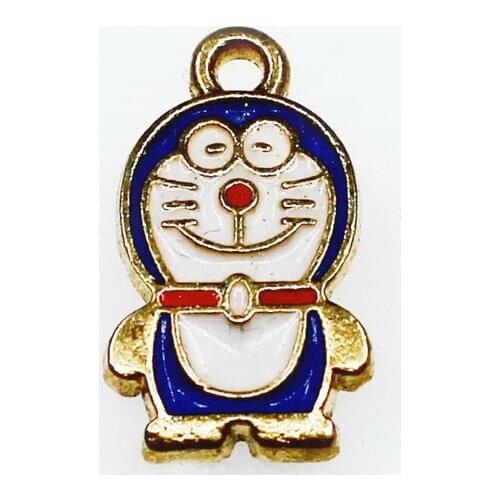 New 50pcs/lot Enamel Doraemon Dangle Charms Lobster Clasp DIY Pendant Bracelets Bangle Charms Accessories
