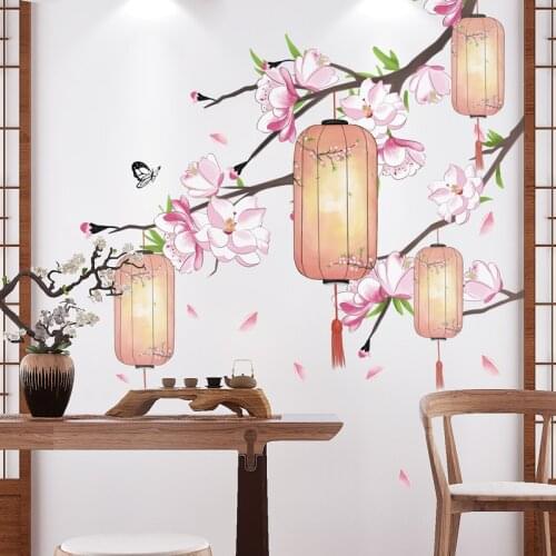 2021 New Year Decoration Lantern Wall Stickers Chinese Style Living Room Bedroom Teenager Wallpaper Home Office Decor Mural Art
