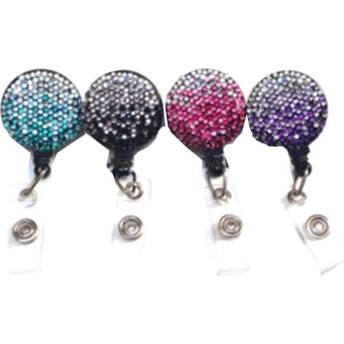 Wholesale Cheap Price Sparkly Rhinestone Round Ball Shape Badge Reel/ Pull Reel / Retractable ID Badge Holder