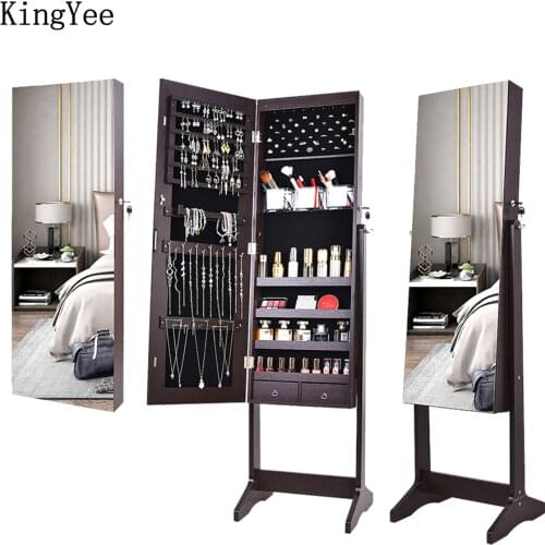 KingYee Full-length mirror bedroom multifunctional jewelry storage cabinet household full-length mirror wall-mounted fitting mod