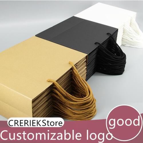 28*20*10cm White Black High Quality Simple Paper Gift Bag Kraft Paper Candy Box With Handle Wedding Birthday Party Gift Package