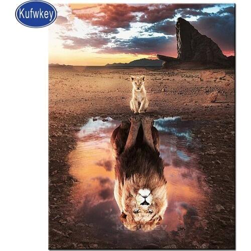 Full diamond embroidery lion tiger Diamond Painting animal Full drill Square Mosaic diamond picture puzzle 5d ,2019 New hot gift