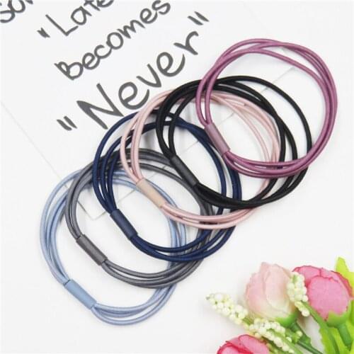 12PCS/LOT Simple Lace 6 Colors Elastic Hair Bands For Girls Bohemian Headband Scrunchy Korean Bow Kid Hair Accessories For Women