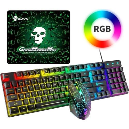 Wired Gaming Keyboard and Mouse 104 Keycaps RGB Backlight keyboard 2400DPI Mouse Gamer Kit For Laptop Desktop PC Computer