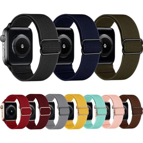 2021 New Elastic Nylon Solo Loop Strap For Apple Watch Band Series 6 SE 5 4 44mm 40mm Watchband For iWatch 42mm 38mm Bracelet