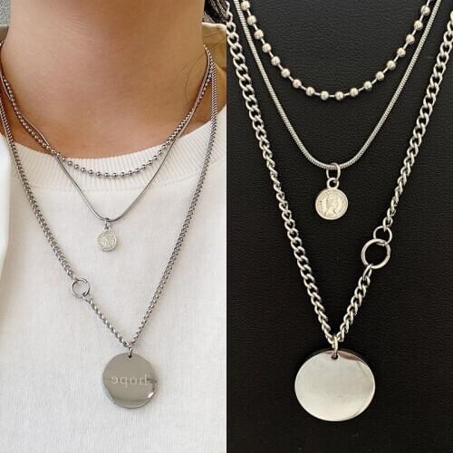 SHENGZHI stainless steel necklace ladies multi-layer pendant necklace mens fashion letter snake bone chain necklace jewelry