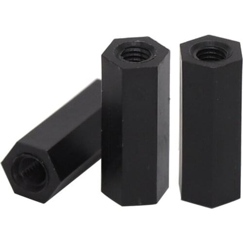 M4 M4*20 M4x20 M4*30 M4x30 Black Double Nut Nylon Plastic Female To Female PCB Stud Hex Hexagon Pillar Spacer Standoff Stand Off