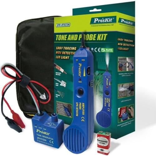 ProsKit Audio Break Tester 3PK-NT023N Tone And Probe Non-Contact Detector Cable Circuit Check Line Machine VoIP Call Finder
